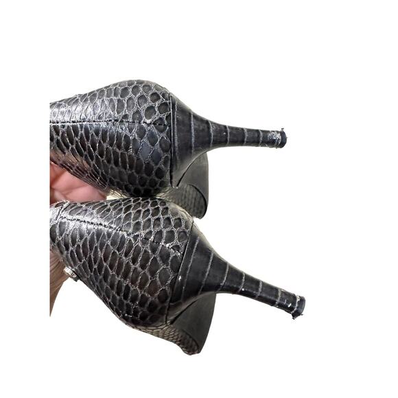 Calvin Klein Size Tasha Women's Black Snakeskin Pointed Toe Pump Heels 8.5 - Picture 7 of 10
